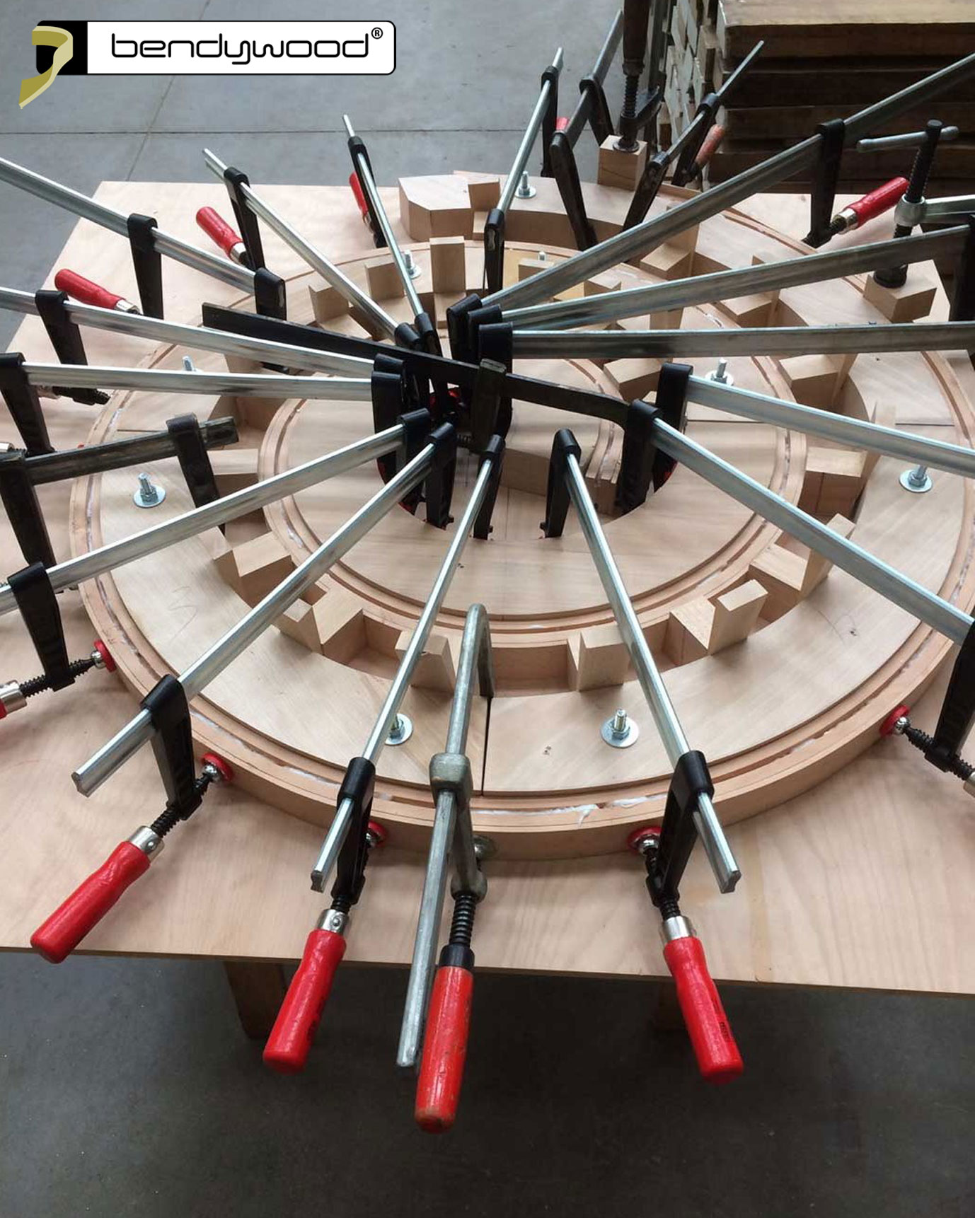 Bending mould for bending a Bendywood®-profile to a spiral for a LED lamp. 