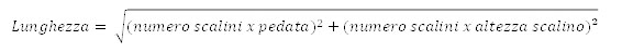 Formula per calcolare la lunghezza di corrimano di scale a chiocciola
